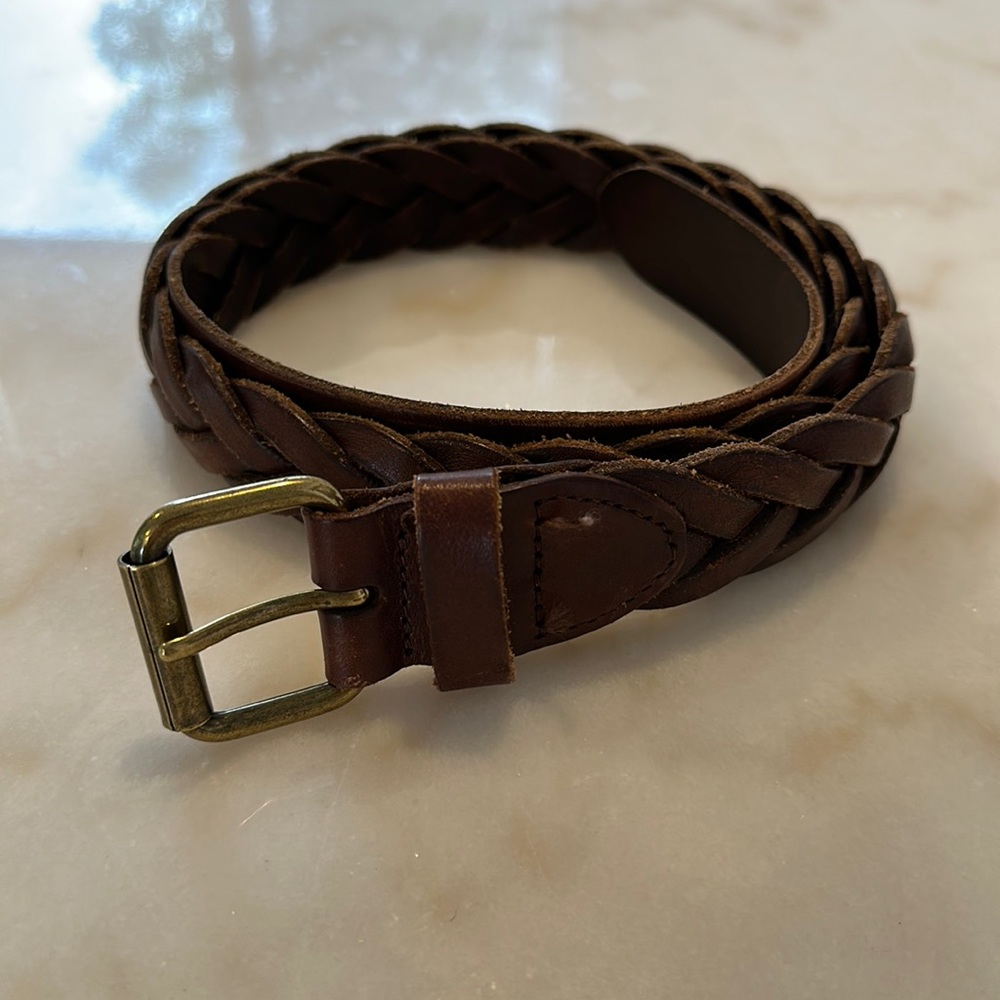 Timeless J. crew leather belt braided size 36